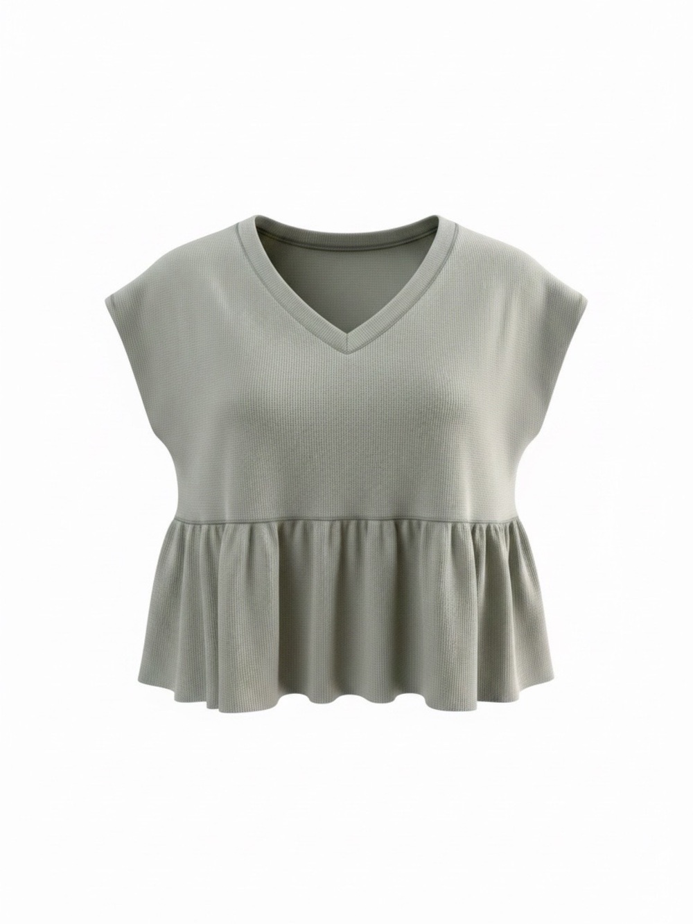 Arula Xquisite Olive Waffle Knit Peplum Top Size X XL NWT